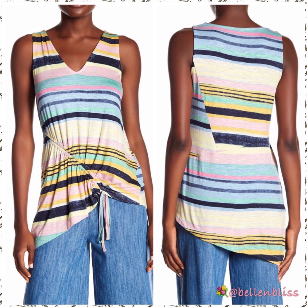 ✨Angular Stripe Cinched Blouse, Size L